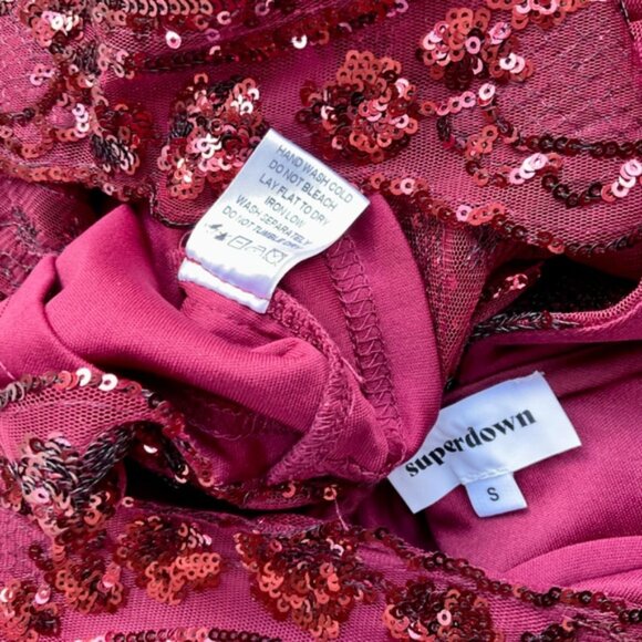 Superdown Dress Mini Sequined Party Cocktail Burgundy (S) - Picture 6 of 7